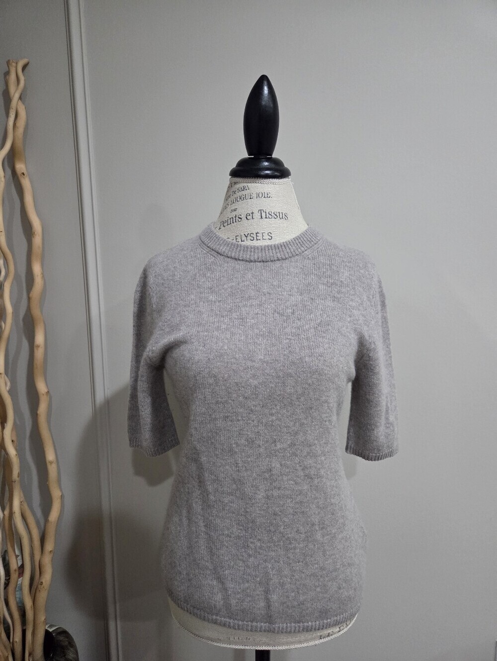 H&M Cashemere Classic Short-Sleeve Crewneck Sweater - Beige Sz.S